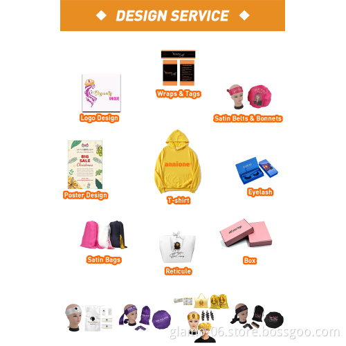 Private Label Tags Silk Satin Bags Custom Logo Design Print Hair Bundles Wigs Wrap Labels Hair Extensions Shipping Package